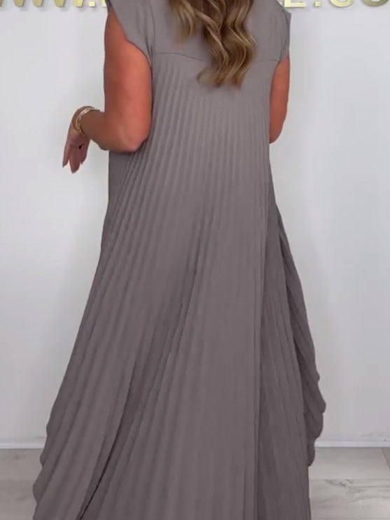 Laney™ – Pleated Top & Elastic Waist Wide-Leg Pants Set