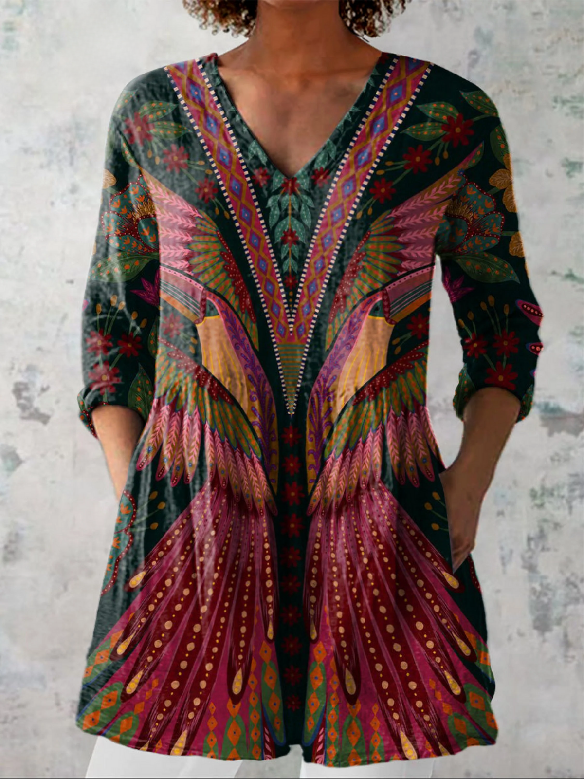 HAZEL | LONG BLOUSE WITH A V-NECK