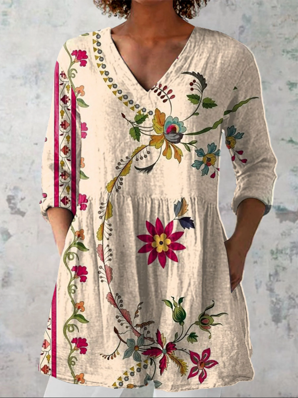 ROSALIND | LONG BLOUSE WITH A V-NECK