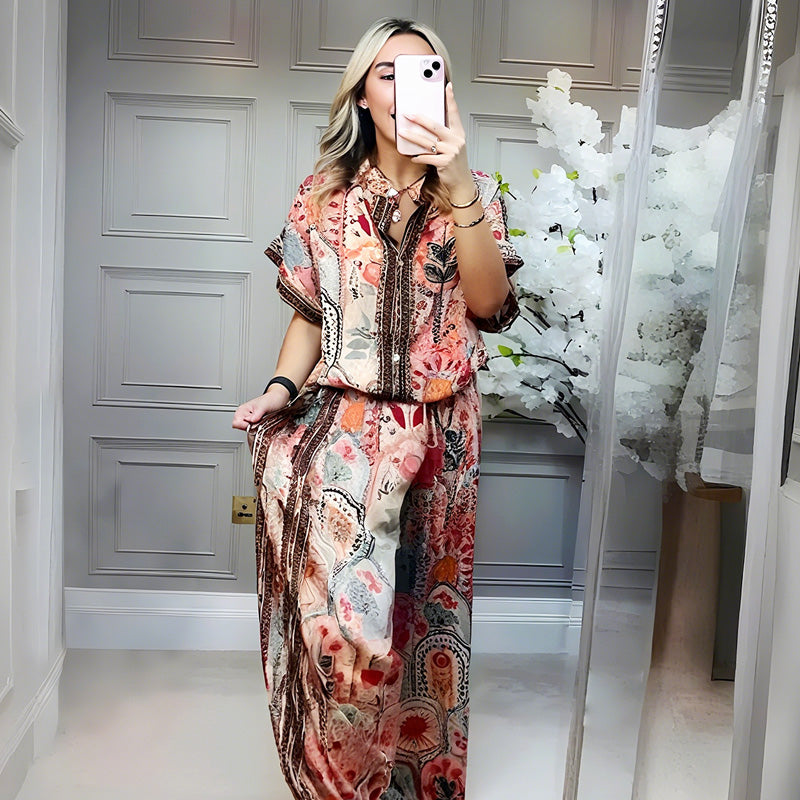 Sasha™ – Women’s Printed Top & Wide-Leg Pants 2-Piece Set