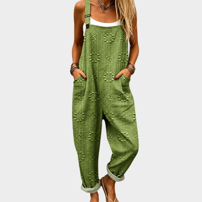 MIRU | OLIVE BLOOM COMFORTABLE PRINTED OVERALLS
