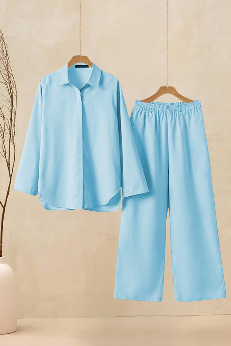 Adelaide™ – Oversized Cotton Shirt & Wide-Leg Pants Co-Ord Set
