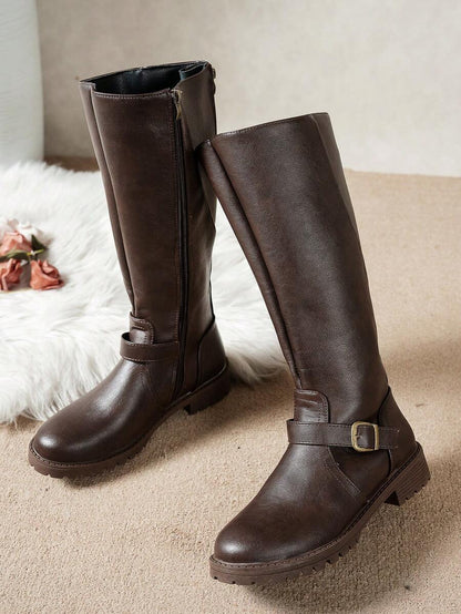 Women's Orthopedic Buckle Leather Boots