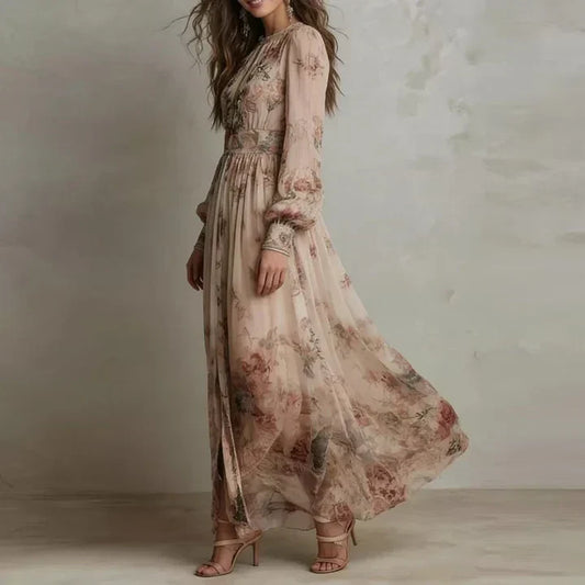 Amelia | Vintage Floral High-Waist Maxi Dress