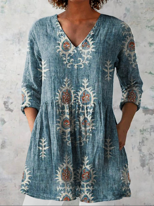 RONGO | LONG BLOUSE WITH A V-NECK