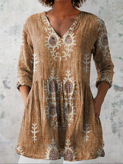 RONGO | LONG BLOUSE WITH A V-NECK