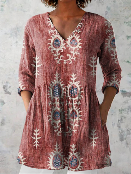 RONGO | LONG BLOUSE WITH A V-NECK