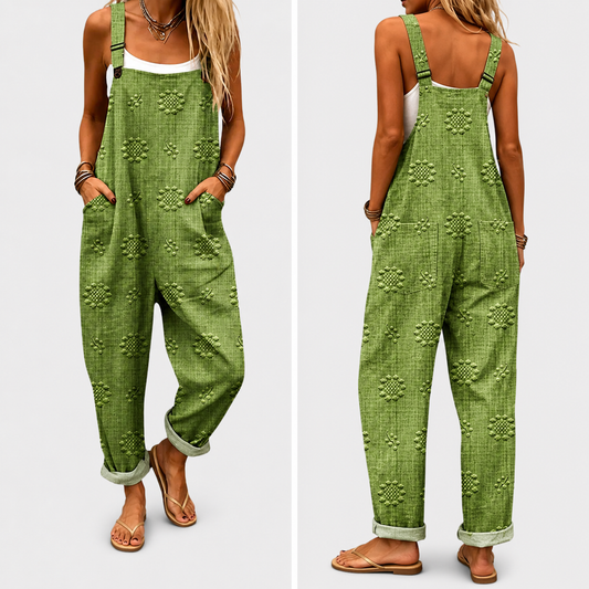 MIRU | OLIVE BLOOM COMFORTABLE PRINTED OVERALLS