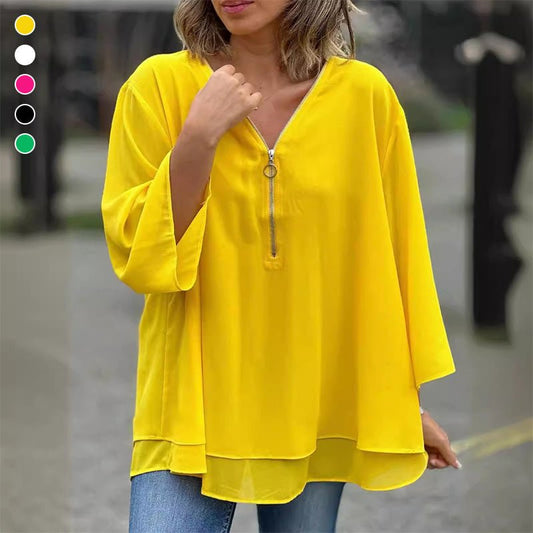 Lorelai | Chiffon Zipper Blouse
