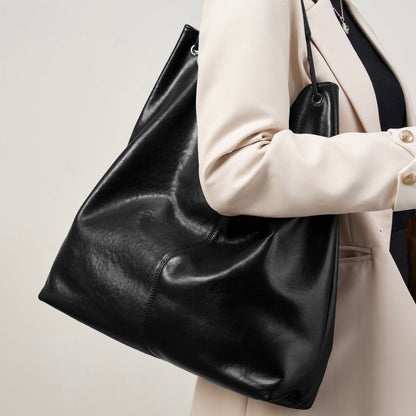 Novia™ Minimalist Leather Tote Bag - Clean Everyday Essential Style