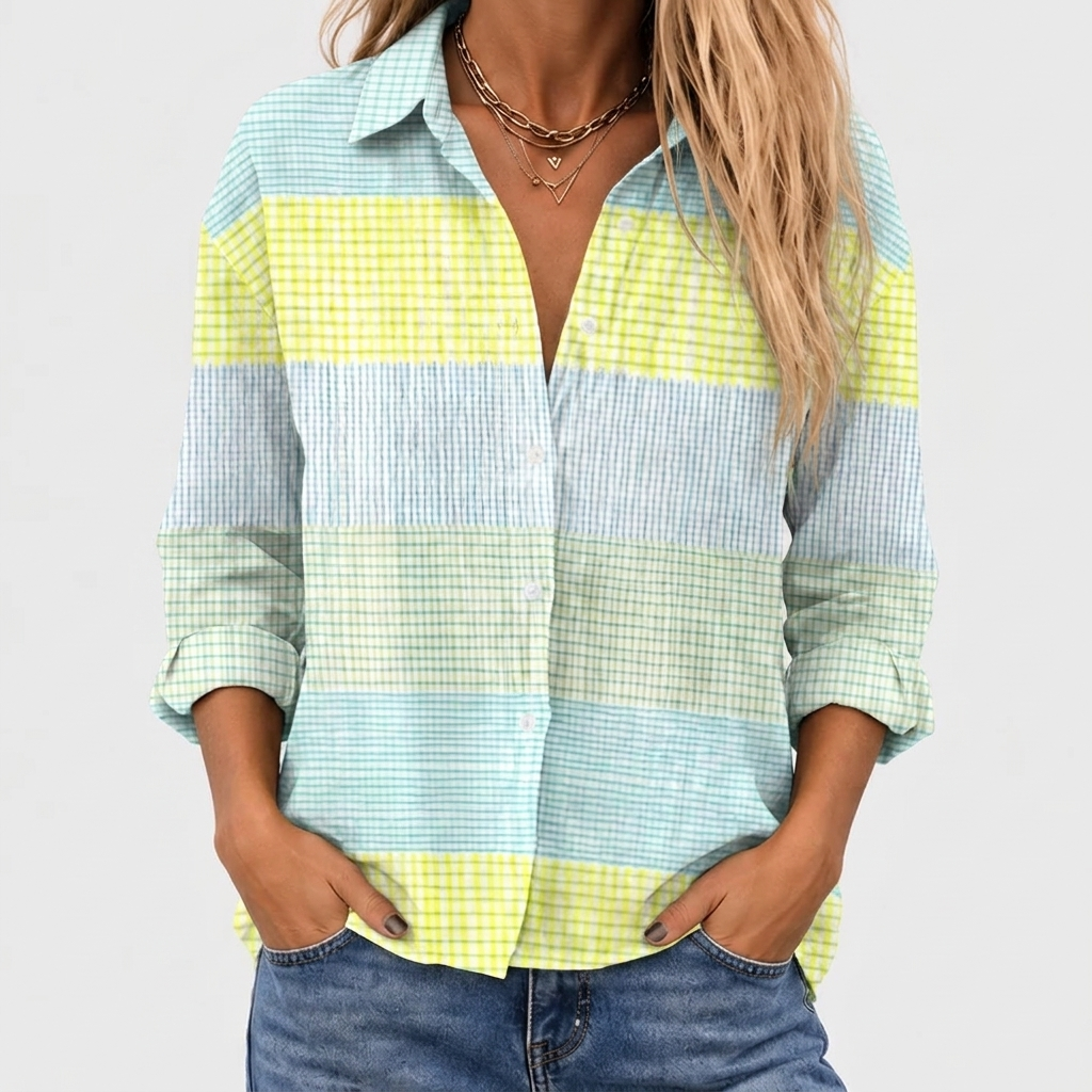 Filippa™ | Pastel Grid Blouse