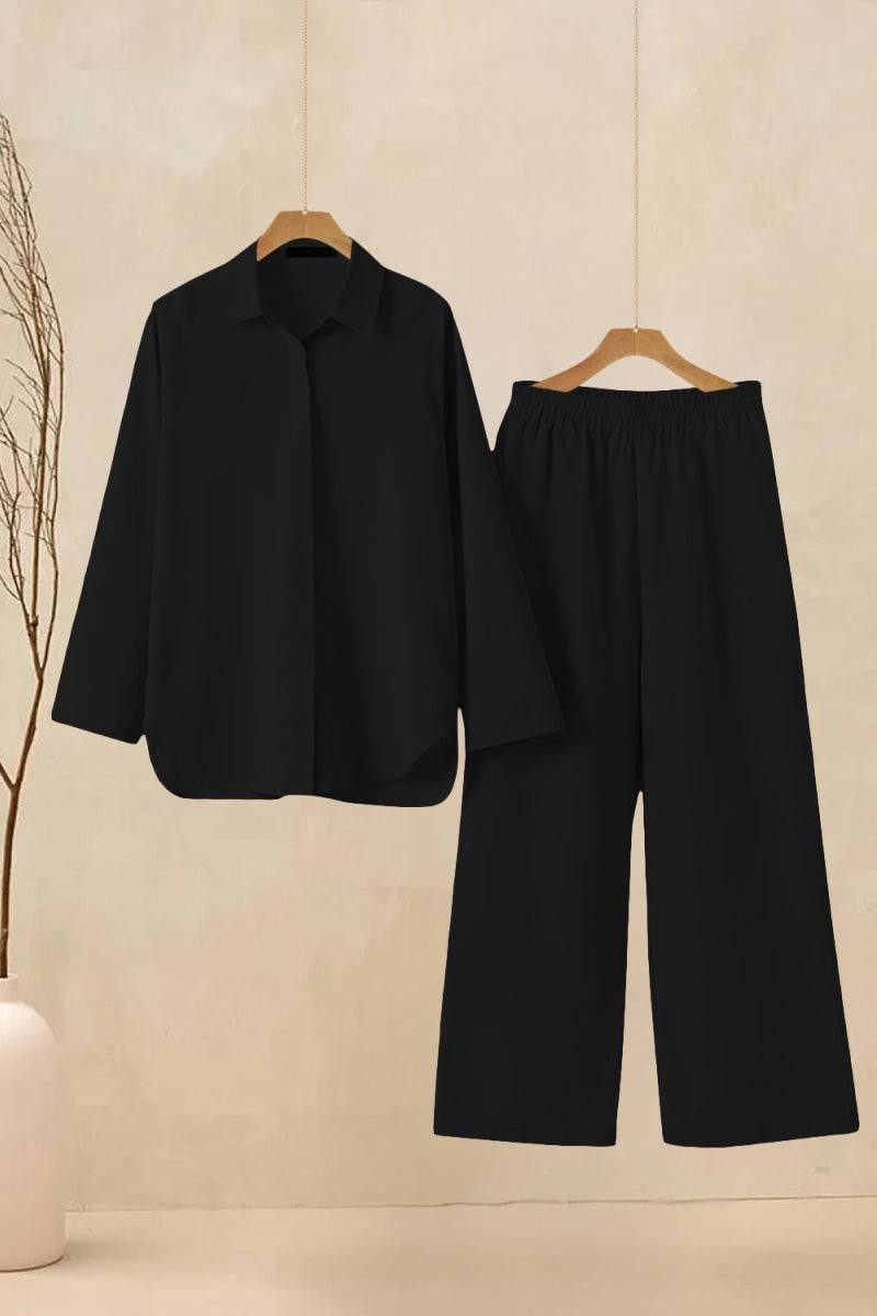 Adelaide™ – Oversized Cotton Shirt & Wide-Leg Pants Co-Ord Set